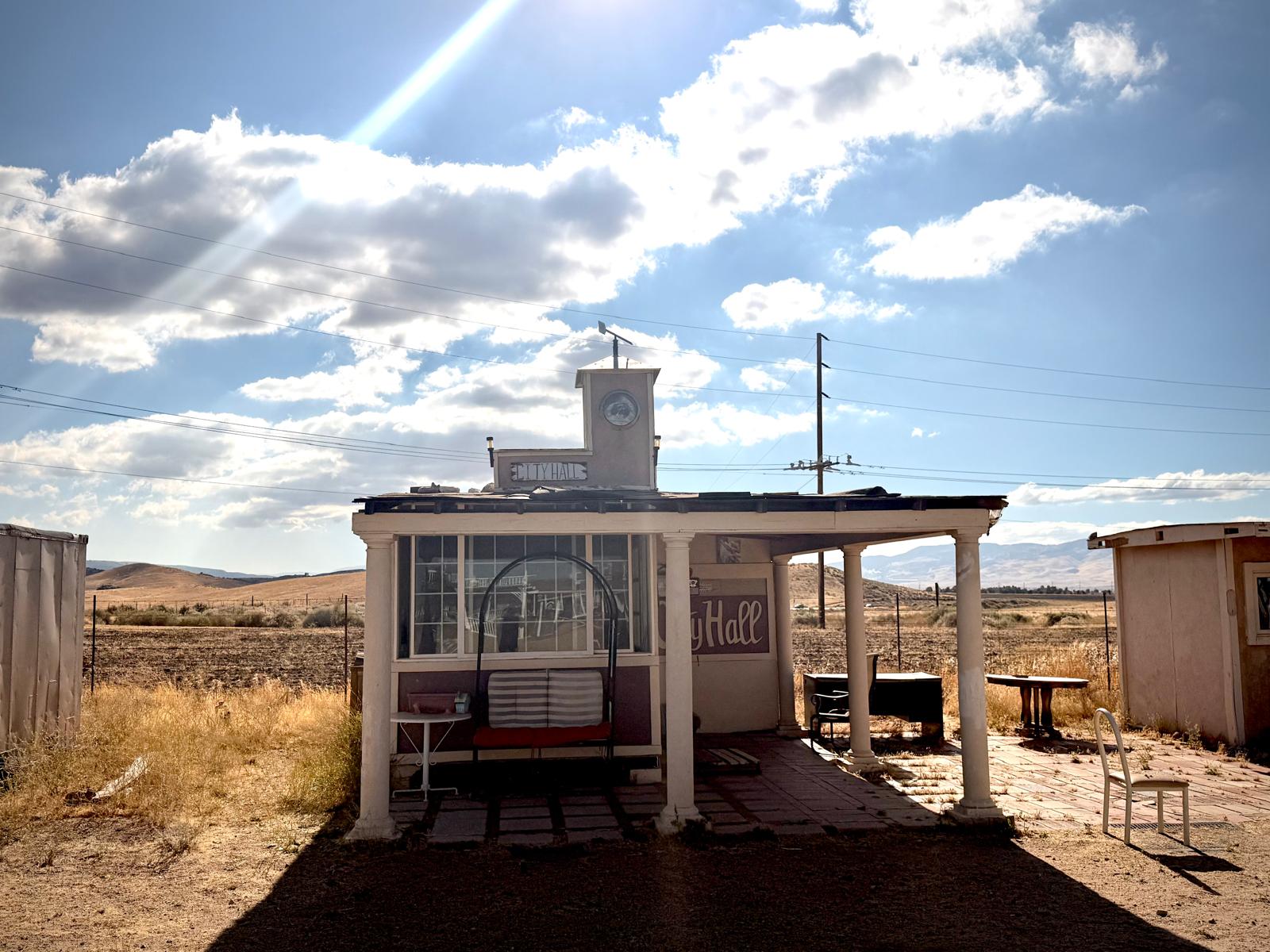 The city hall building alone in the desert